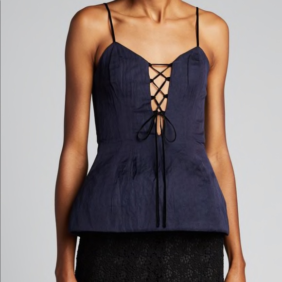 Brock Collection Tie-Detailed Peplum Crinkled Top - Picture 6 of 9